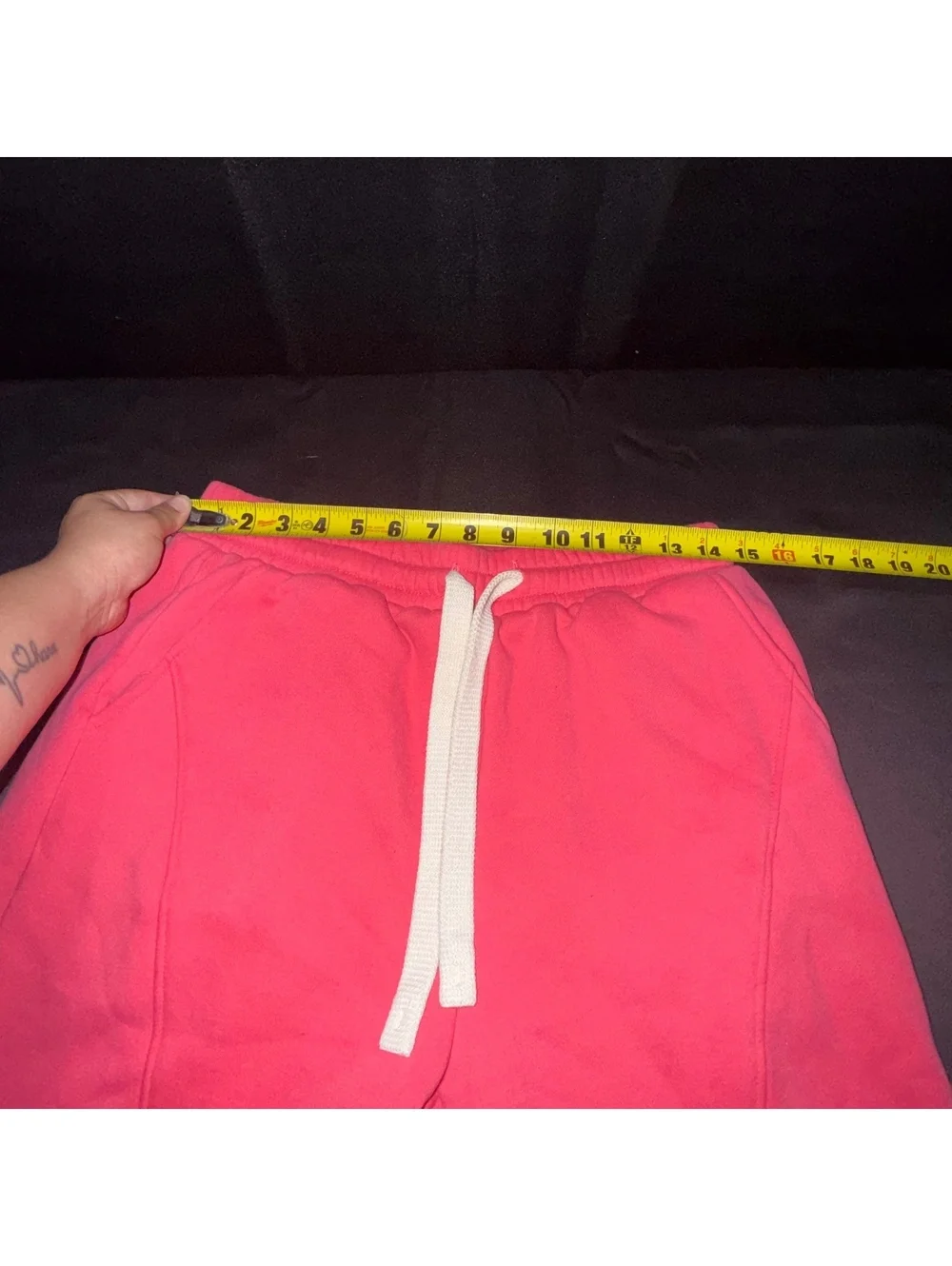 Red Cotton-Polyester Blend Casual Shorts with Drawstring
